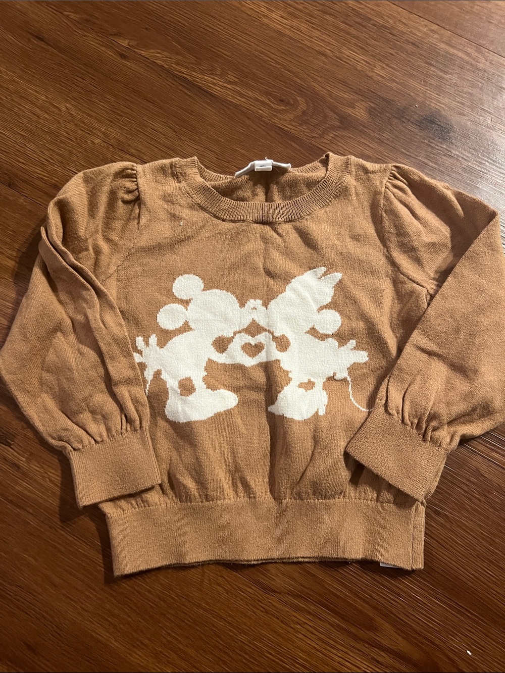 GAP Tan Crewneck Sweater with Cream Character Graphic